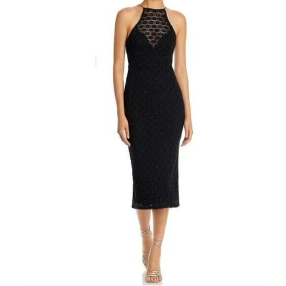BARDOT Women Midi Black Lace Dress 2 - Picture 2 of 8